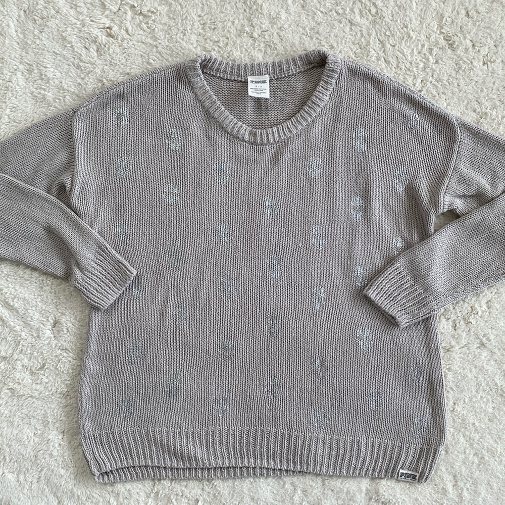 ❤️ Victoria’s Secret Pink Silver Skull Sweater Tunic Size Small